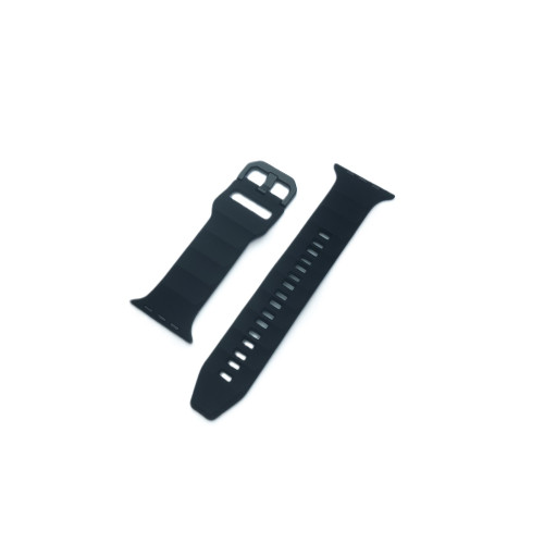 Силиконова спортна каишка с метална закопчалка за Apple Watch 42-44-45-49mm /Черен/