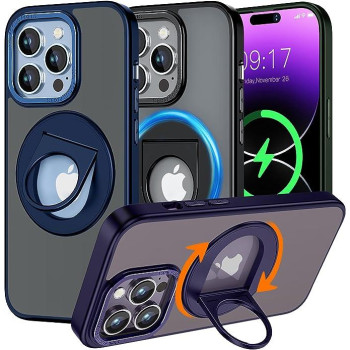 Калъф силикон с ротационна стойка MagSafe / Тъмносиня рамка / за iPhone 13 Pro 6.1 Калъф силикон с ротационна стойка MagSafe / Тъмносиня рамка / за iPhone 13 Pro 6.1