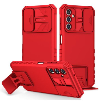 Калъф 2в1 / Стойка + камера slider / за Samsung A14 5G / Червен / Калъф 2в1 / Стойка + камера slider / за Samsung A14 5G / Червен /