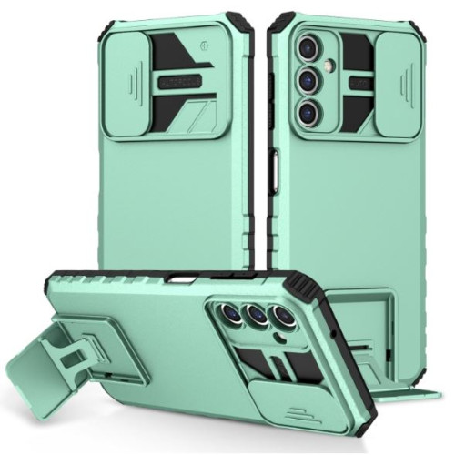 Калъф 2в1 / Стойка + камера slider / за Samsung Galaxy S24 Ultra / Зелен /