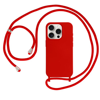 Калъф силикон с връзка за iPhone 13 Pro Max 6.7 / Червен / Калъф силикон с връзка за iPhone 13 Pro Max 6.7 / Червен /