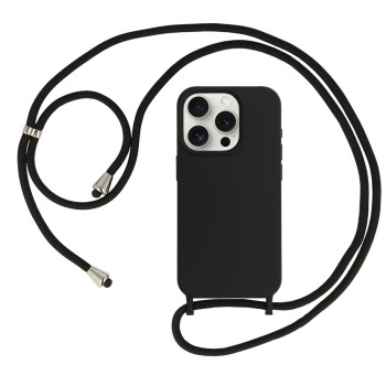 Калъф силикон с връзка за iPhone 14 Pro 6.1 / Черен / Калъф силикон с връзка за iPhone 14 Pro 6.1 / Черен /