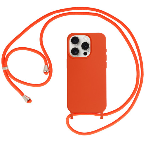 Калъф силикон с връзка за iPhone 14 Pro Max 6.7 / Оранжев /