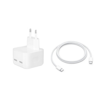 PREMIUM Зарядно/Адаптер 50W 2xPD 220V + PD Type-C - Type-C кабел / Бял / PREMIUM Зарядно/Адаптер 50W 2xPD 220V + PD Type-C - Type-C кабел / Бял /