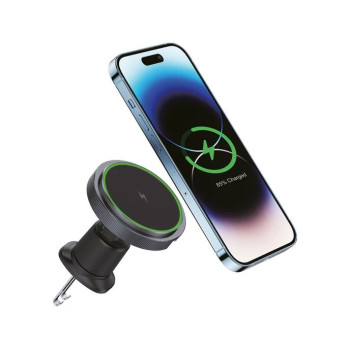 Магнитна Стойка Автомобил за въздуховод D12 с Wireless зареждане 15W / Черна /