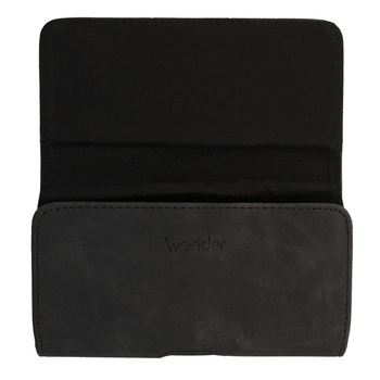 Кожен калъф Wonder с държач за колан XL (167x83mm) / Черен / Кожен калъф Wonder с държач за колан XL (167x83mm) / Черен /