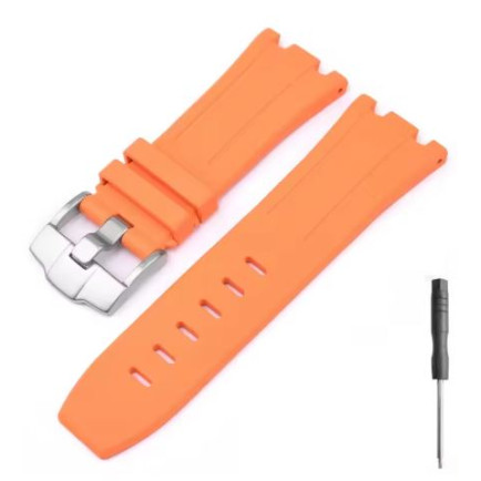 Coteci силиконова каишка W123 AP за Apple Watch 42/44/45/49 /Сребърен-Оранжев/