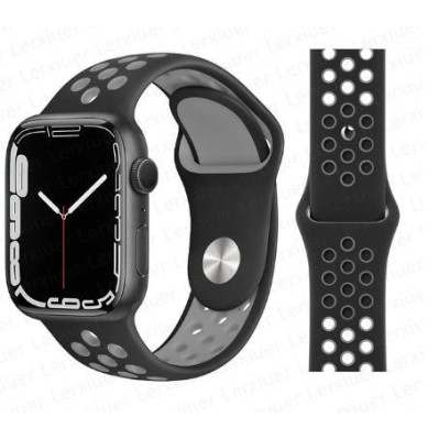 Coteci силиконова спортна каишка W12 за Apple Watch 42/44/45/49mm /Черен-Сив/