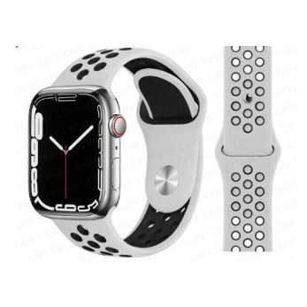 Coteci силиконова спортна каишка W12 за Apple Watch 42/44/45/49mm /Бял-Черен/