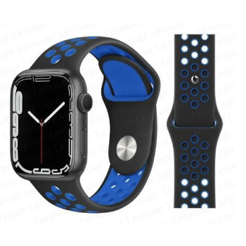 Coteci силиконова спортна каишка W12 за Apple Watch 42/44/45/49mm /Син-Черен/