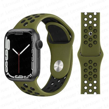 Coteci силиконова спортна каишка W12 за Apple Watch 42/44/45/49mm /Зелен-Черен/