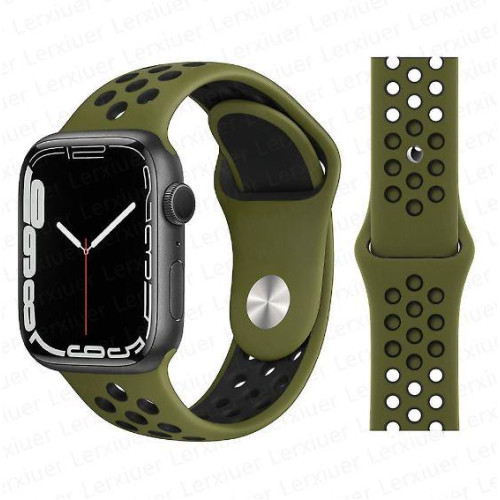 Coteci силиконова спортна каишка W12 за Apple Watch 42/44/45/49mm /Зелен-Черен/