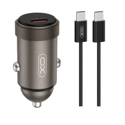 12V Зарядно за автомобил XO-CC70 PD 30W/ 1xType-C + Type-C-Type-C кабел / Черен /