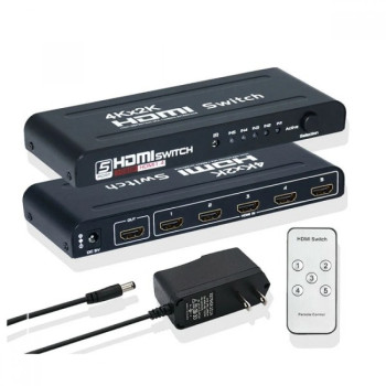 HDMI Сплитер 1 към 5 UHD 4K 60HZ с IR Дистанционно – 5 Входа към 1 Изход, HDMI