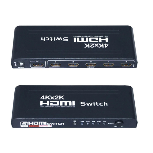 HDMI Сплитер 1 към 5 UHD 4K 60HZ с IR Дистанционно – 5 Входа към 1 Изход, HDMI
