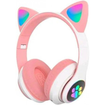 Блутут RGB светещи слушалки с котешки уши VIV-23M - Розов