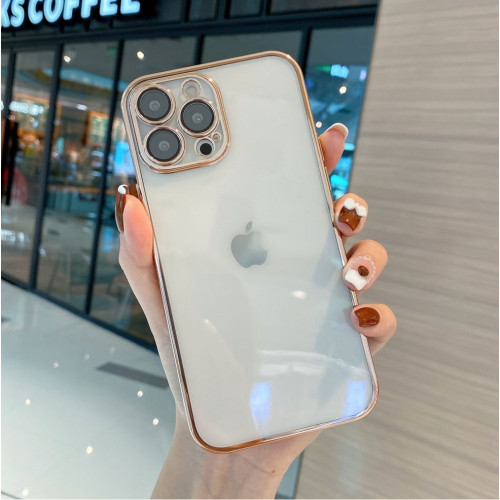 Безцветен LUX силиконов гръб+камера TP29 iPhone 15 Plus - Златист