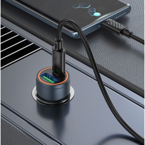 HOCO Z57A Зарядно за кола USB+USB-C PD30W + QC3.0 30W - Type-C към Type-C