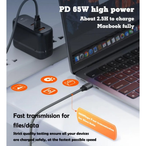 LDNIO Кабел LC441C 65W Fast Type-C към Type-C 1M