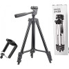 TRIPOD 3120A – Алуминиев преносим и сгъваем статив с регулируема височина и държач за телефон, 105 см