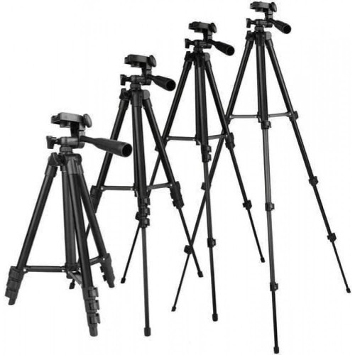 TRIPOD 3120A – Алуминиев преносим и сгъваем статив с регулируема височина и държач за телефон, 105 см