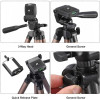 TRIPOD 3120A – Алуминиев преносим и сгъваем статив с регулируема височина и държач за телефон, 105 см