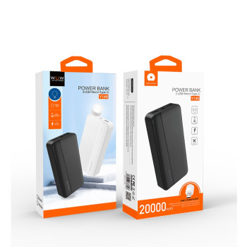 WUW Y146 2.1A POWER BANK 2X USB 1X USB-C OUT - 20,000 mAh - Черен
