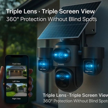 IP Соларна Камера HY-3073DS 4G 9MP 1080P с 3 обектива ( APP:V380 Pro ) HD 360 градуса с микрофон и високоговорител и LED светлина IP Соларна Камера HY-3073DS 4G 9MP 1080P с 3 обектива ( APP:V380 Pro ) HD 360 градуса с микрофон и високоговорител и LED светлина