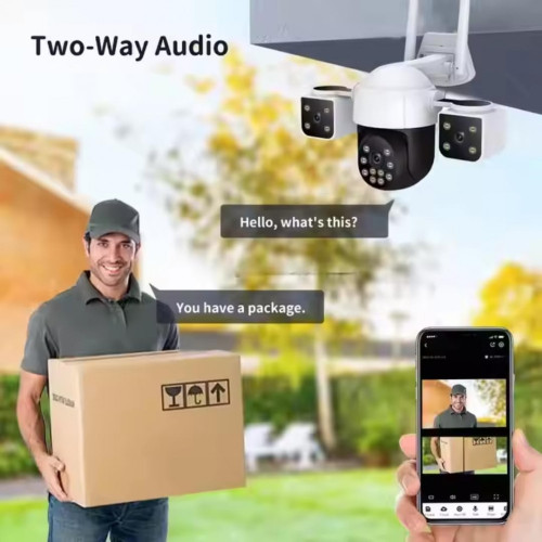 V380-A10 ТРОЙНА IP Камера ( APP:V380PRO) Въртяща водоустойчива WiFi камера с 3 обектива