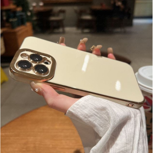 Луксозен силиконов кейс+камера TP25 iPhone 13 Pro - Бял