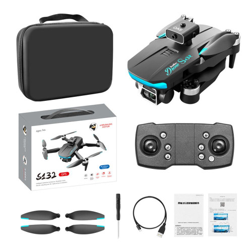 Дрон S132 Aerial Drone 4K HD GPS с 3 лещи сгъваем с калъф за носене и 1 батерия