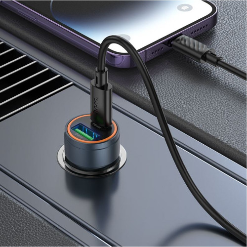 HOCO Z57A Зарядно за кола USB+USB-C PD30W + QC3.0 30W - Type-C към Lightning