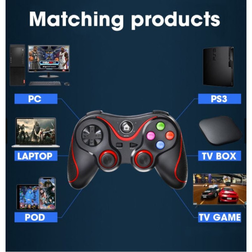 V8 Безжичен Bluetooth контролер за игри със стойка връзка с мобилен телефон Android / Apple ios