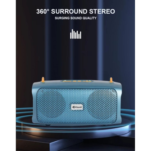 Преносима тонколона KISONLI KS-2003 5W - Син TF карта, USB, FM радио, зареждане тип C