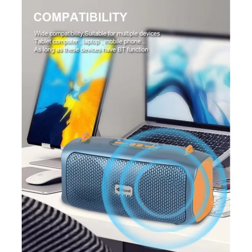 Преносима тонколона KISONLI KS-2003 5W - Син TF карта, USB, FM радио, зареждане тип C