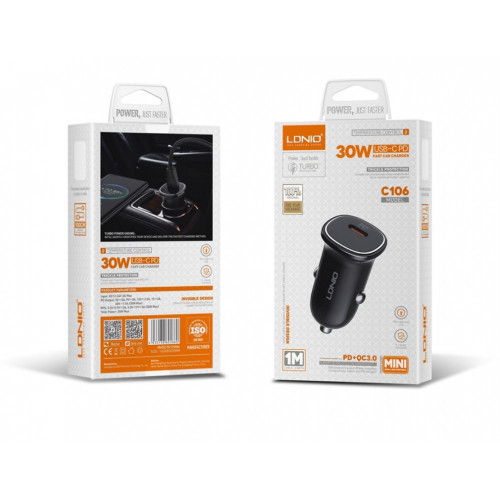 12V 2в1 C106 30W LDNIO Fast с 1изх. USB-C - Type-C към Lightning