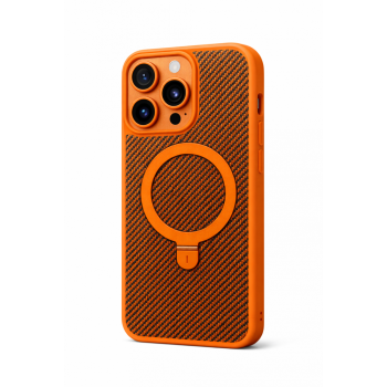 Premium Carbon MagSafe Case TP-100 за iPhone 16 - Оранжев