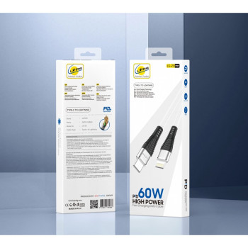 L✮Star LS-23 PD60W Плетен Кабел Fast Type-C към Lightning - Бял