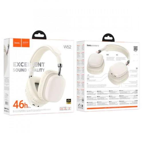 HOCO W52 Wireless Headphones BT v5.4 – Milky White