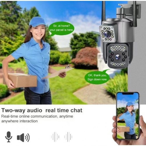 SC03 ( APP:V380PRO ) 1080P IP+4G SIM+LAN 300W Камера 3.0MP 3.6mm Външна/Вътрешна охранителна камера