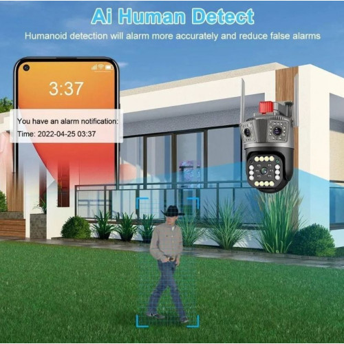 A3H 1080P 360 IP WIFI+LAN 2.4GHz Camera 3.0MP V380 3.6mm Двойна Външна охранителна камера