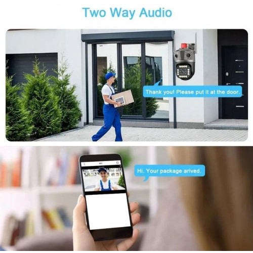 A3H 1080P 360 IP WIFI+LAN 2.4GHz Camera 3.0MP V380 3.6mm Двойна Външна охранителна камера