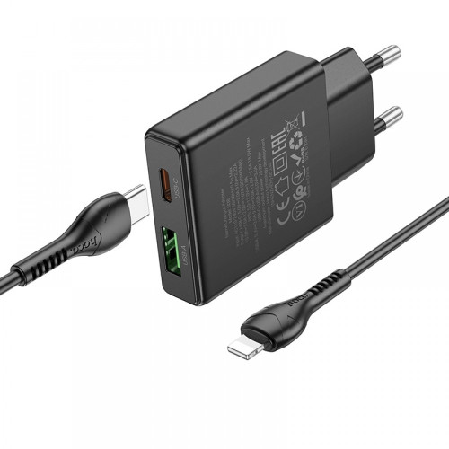 HOCO N38 Тънко Зарядно с Кабел TYPE-C към Lightning PD-20W QC-3.0 1M HOCO N38 Тънко Зарядно с Кабел TYPE-C към Lightning PD-20W QC-3.0 1M