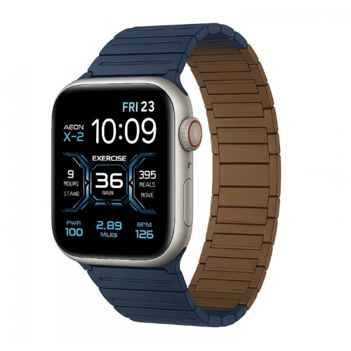 Магнитна каишка BN-10 Apple Watch iWatch 38/40/41/42mm - Син/ Кафяв отвътре