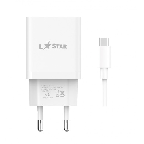 L✮Star LS-15 2в1 15W USB порт+кабел USB към Micro USB