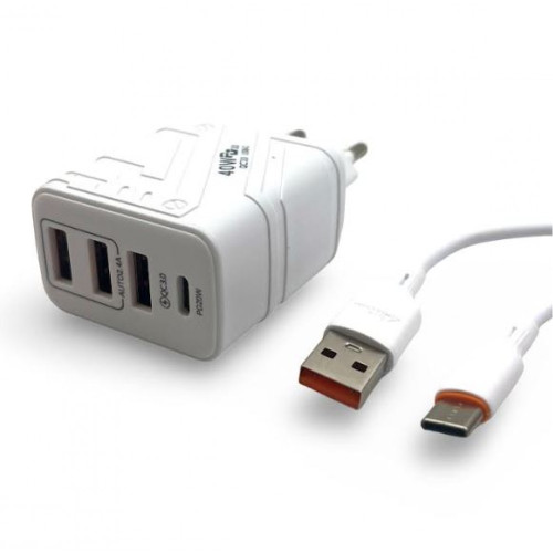 ALLISON ALS-W1085UE PD40W Зарядно с 1 USB-C изх. И 3 USBQC3.0 изх. - USB към Type-C