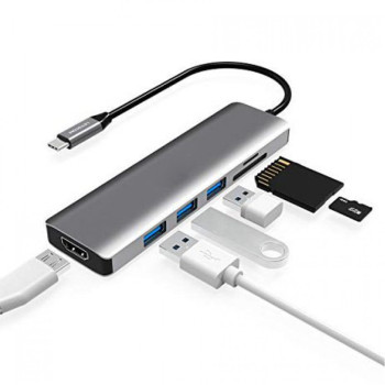 6в1 1 X HDMI, 2 X MicroSD card slot SD/SDHC/SDXC , 3 X USB Hub за MacBook