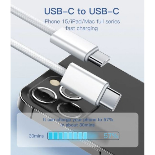 LDNIO Кабел LC902c 65W плетен iPh15series Type-C към Type-C 2M