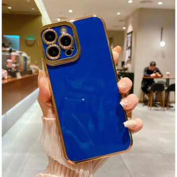 Луксозен силиконов кейс+камера TP25 iPhone 11 - Син