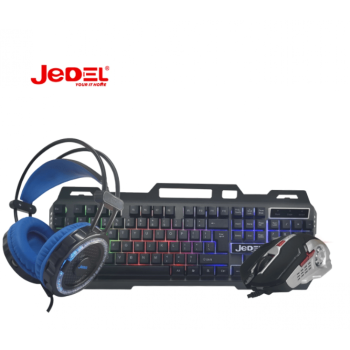 JEDEL Комбо 3 в 1 CP-02 светеща RGB клавиатура с мишка, слушалки